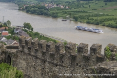 Donauseitig ist noch die zinnengekrönte Mauer der Vorburg erhalten. Sie verläuft vom Rundturm der Vorburg hinauf bis zum Torbau der Hauptburg. An der Innenseite verlief einst ein (hölzerner) Wehrgang.
