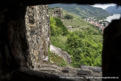 Vom Rundturm an der Südecke der Ruine Hinterhaus konnte wunderbar die komplette Ostseite der Anlage bestrichen werden.