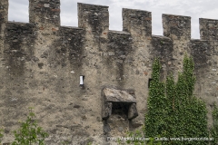 Zinnenmauer mit Pecherker an der Südwestseite der Ruine Hinterhaus.
